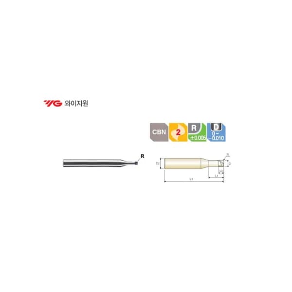 YG - 1 2 - Flute Radius End Mill 2F 0.4*R0.1 (ESE940040103)