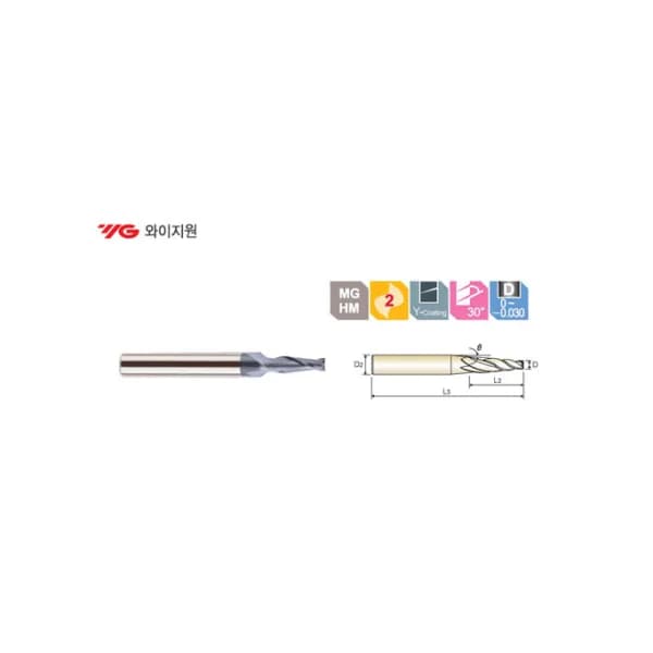 [YG - 1] 2 - Flute Taper End Mill 2F 0.7*2.8*45*Shank4* 1°