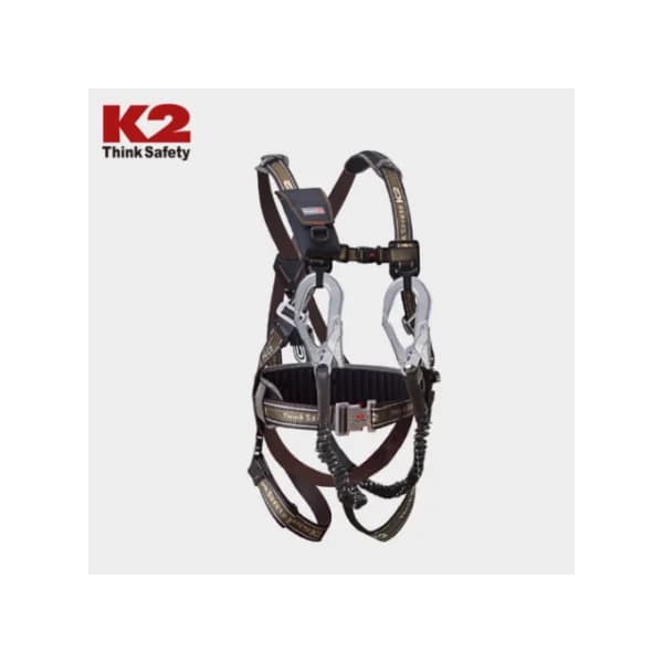 [K2 SAFETY] Full Body Harness KB - 9201Y (=KB - 9301) (Brown/ L Size, Auto - Locking Buckle/ Y - Lanyard)