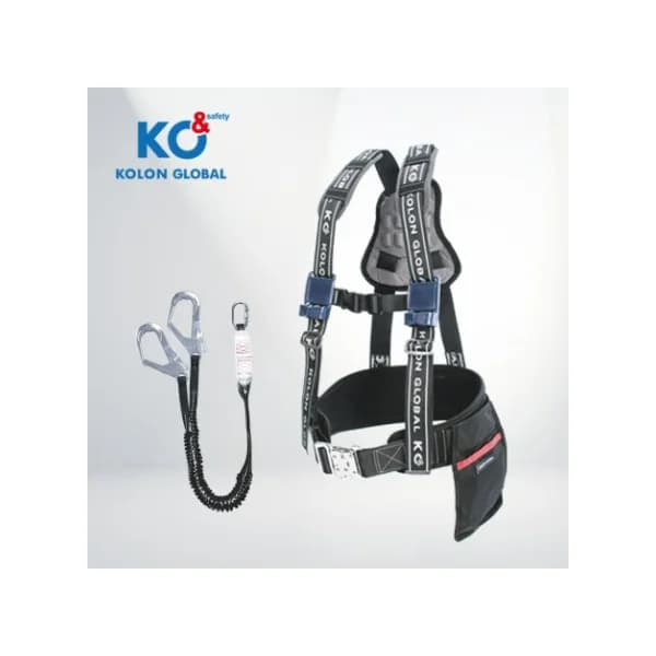 [KOLON] KDAB - 221Y Industrial Safety Harness (Full Body Elastic Double Lanyard/ Aluminum Hook)