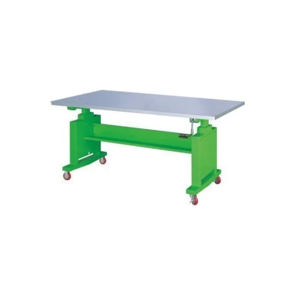 JINSUNG Adjustable Mobile Workbench LWT - 1800M - SUS (1800x750x850~1190mm, Green)
